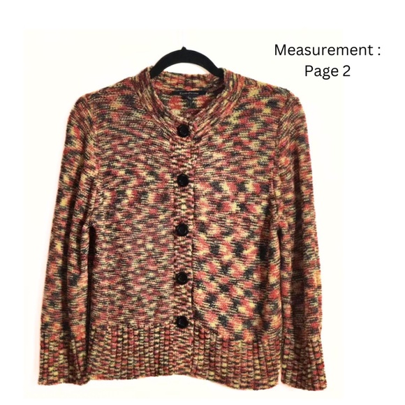 Evan Picone Crochet Knit Cardigan Button Sweater / Sz: L Casual Multicolor - Picture 1 of 5